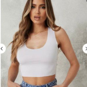 NWT White scuba raw edge tank top